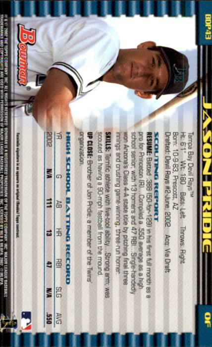 2002 Bowman Draft Baseball - Picture 35 of 109