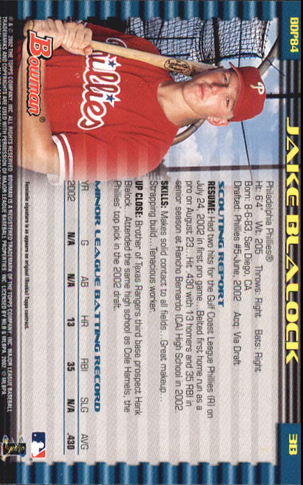 B5073- 2002 Bowman Draft BB Card #s 1-165 +Inserts -You Pick- 15+ FREE US SHIP - Picture 75 of 409