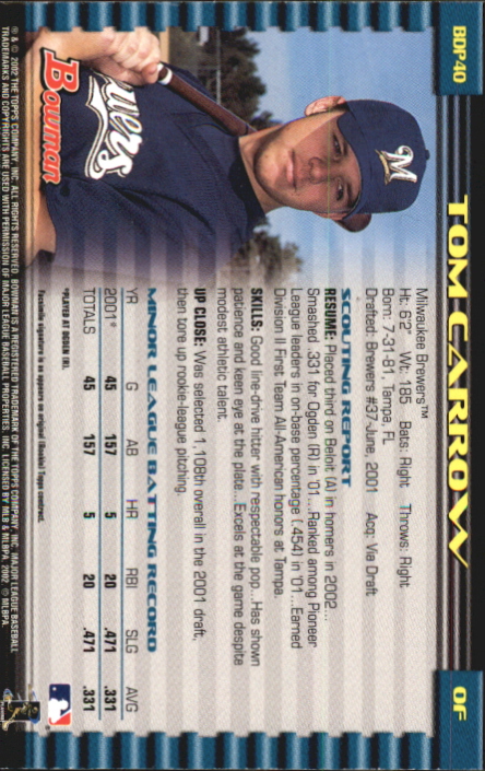 B5073- 2002 Bowman Draft BB Card #s 1-165 +Inserts -You Pick- 15+ FREE US SHIP - Picture 231 of 409