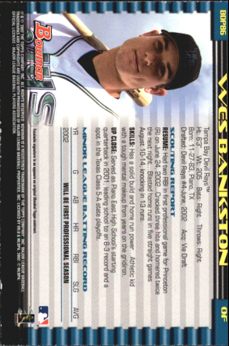 B5073- 2002 Bowman Draft BB Card #s 1-165 +Inserts -You Pick- 15+ FREE US SHIP - Picture 299 of 409
