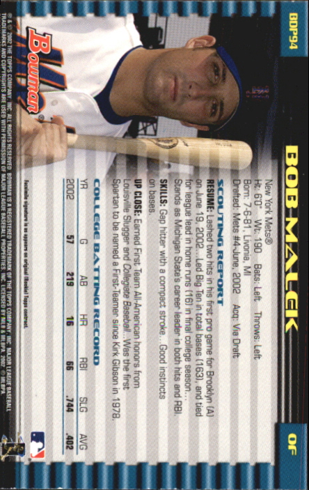 B5073- 2002 Bowman Draft BB Card #s 1-165 +Inserts -You Pick- 15+ FREE US SHIP - Picture 311 of 409