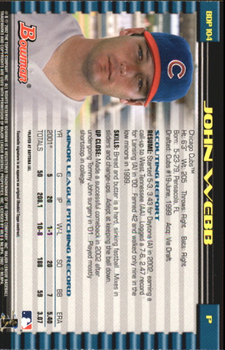 B5073- 2002 Bowman Draft BB Card #s 1-165 +Inserts -You Pick- 15+ FREE US SHIP - Picture 329 of 409