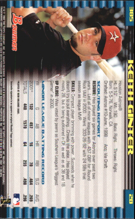 2002 Bowman Baseball "Gold" Parallel Cards - Picture 191 of 225