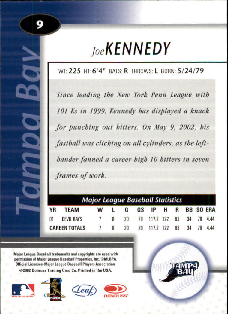 2002 Leaf Certified #9 Joe Kennedy back image