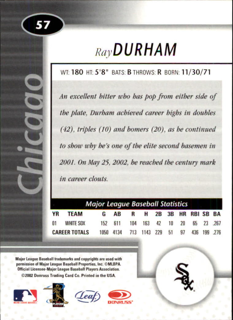 2002 Leaf Certified #57 Ray Durham back image