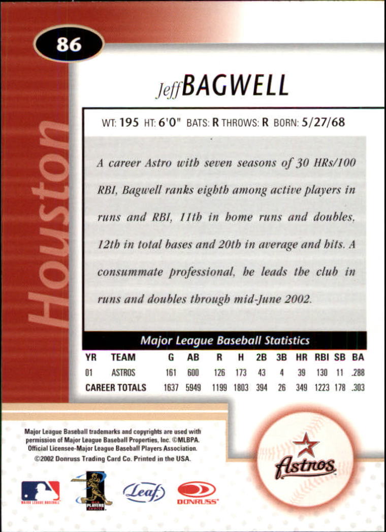 2002 Leaf Certified #86 Jeff Bagwell back image
