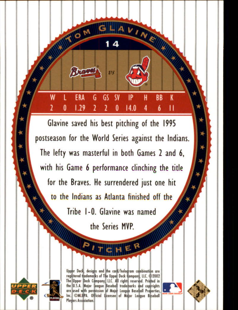 2002 Upper Deck World Series Heroes #14 Tom Glavine back image