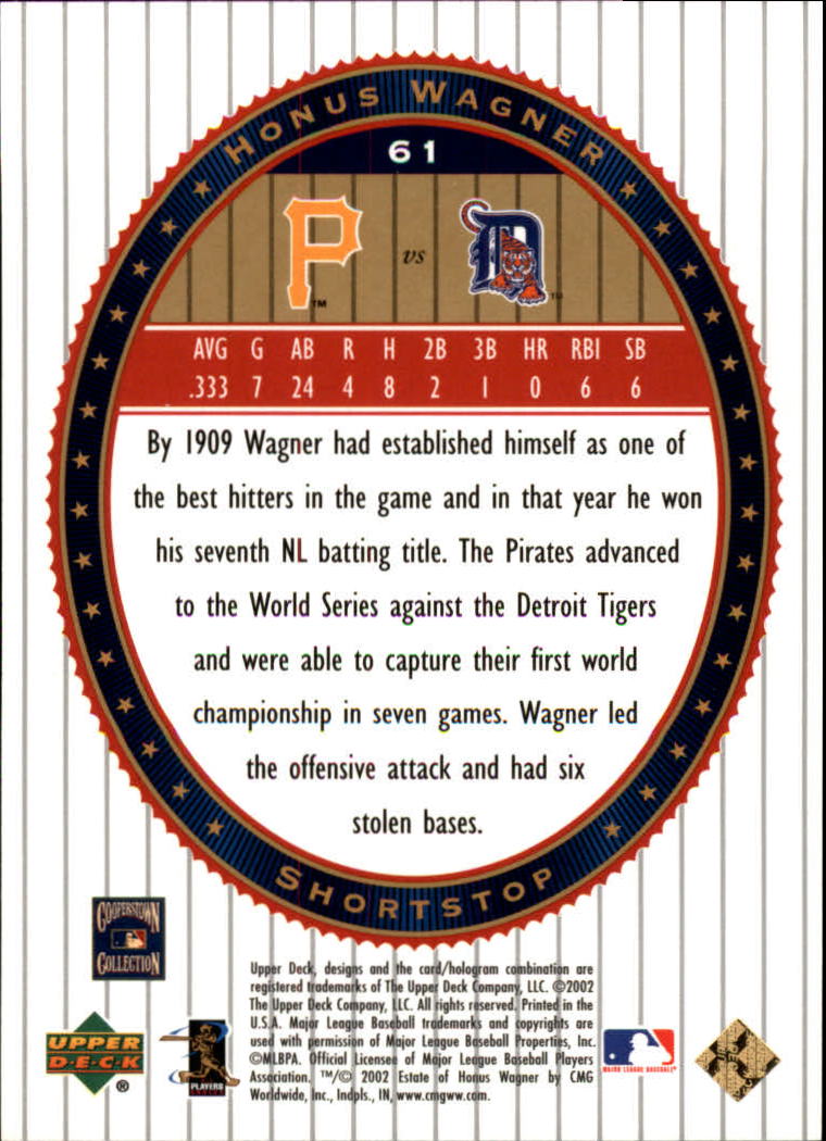 2002 Upper Deck World Series Heroes #61 Honus Wagner back image