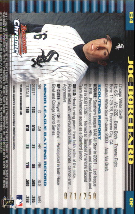 2002 Bowman Chrome X-Fractors #134 Joe Borchard