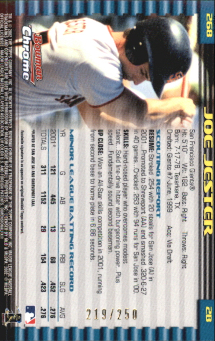 2002 Bowman Chrome X-Fractors #268 Joe Jester