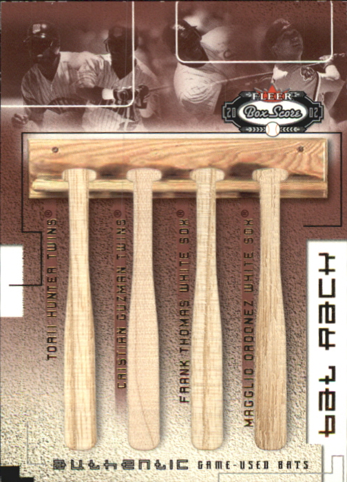 2002 Fleer Box Score Bat Rack Quads #1 Torii/Guz/Thomas/Magglio
