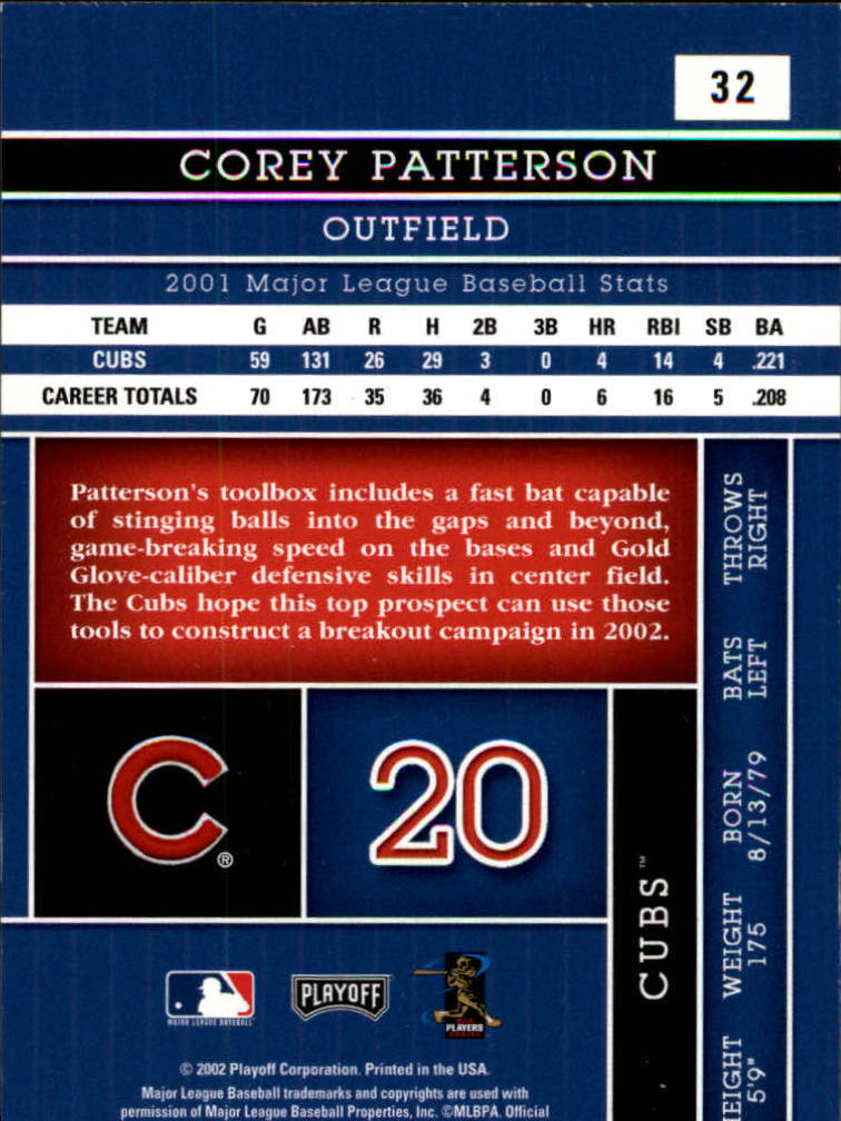 2002 Absolute Memorabilia #32 Corey Patterson back image