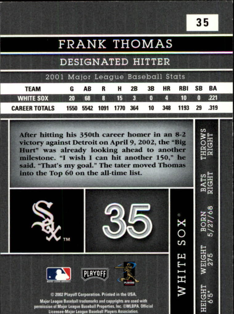 2002 Absolute Memorabilia #35 Frank Thomas back image