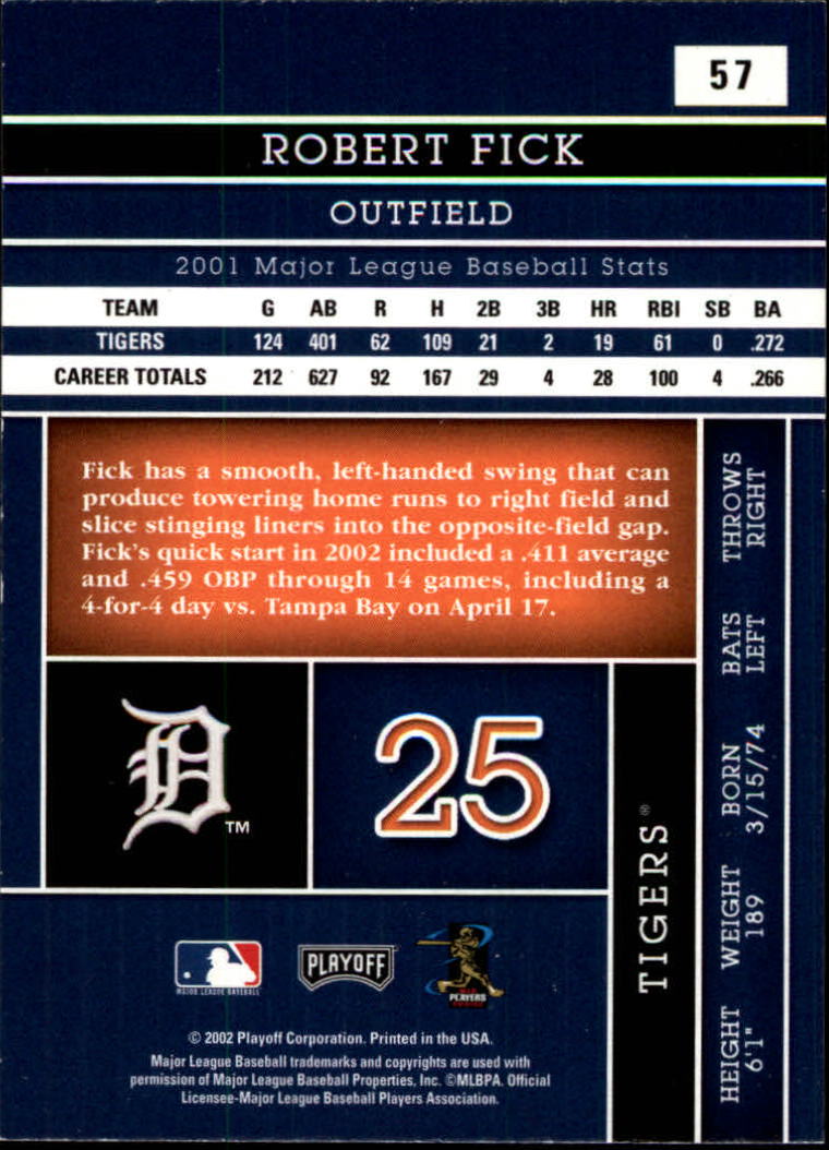 2002 Absolute Memorabilia #57 Robert Fick back image