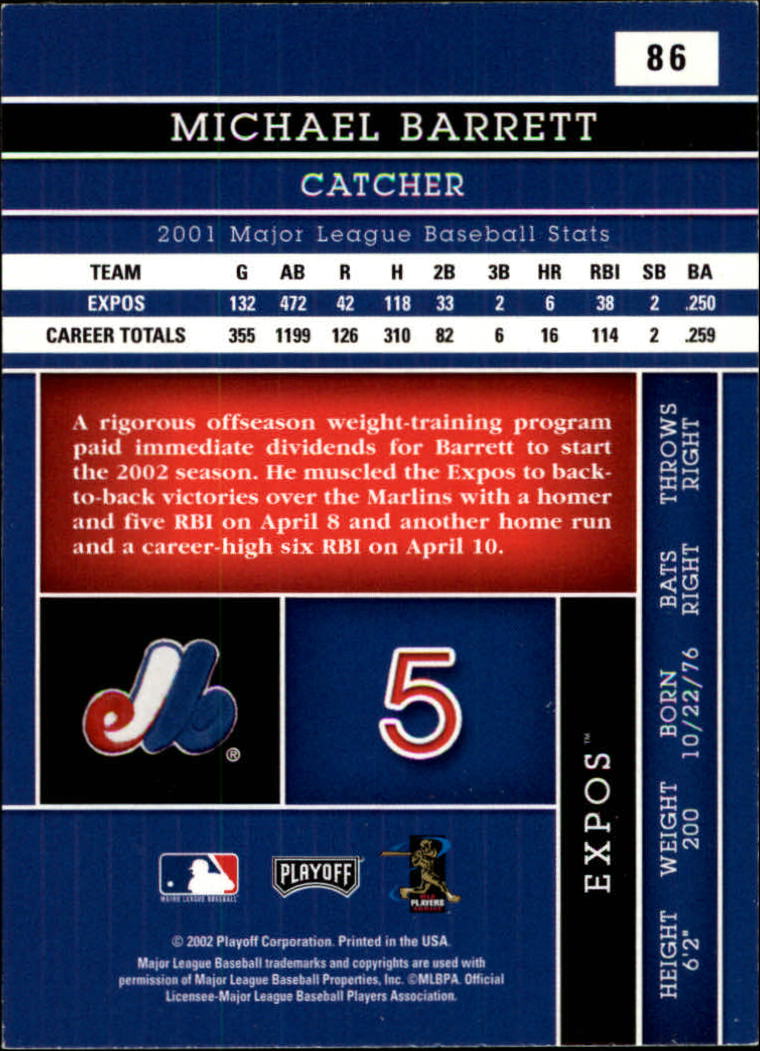 2002 Absolute Memorabilia #86 Michael Barrett on Fanatics Collect