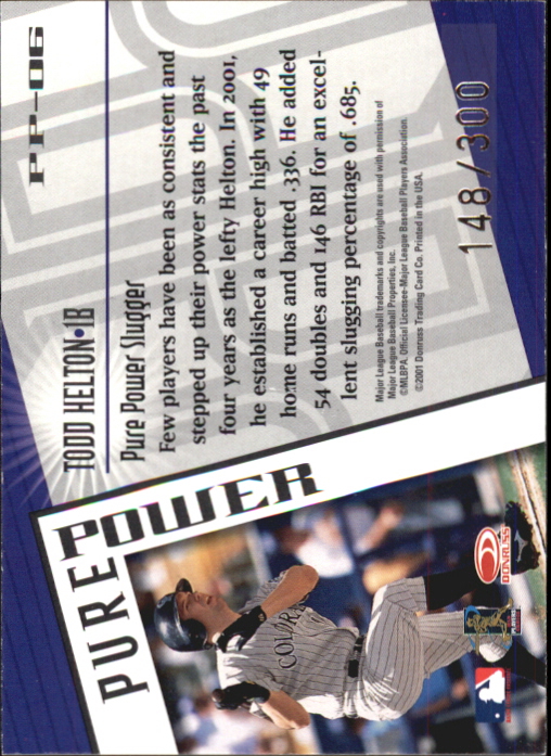 2002 Donruss Best of Fan Club Pure Power #PP6 Todd Helton/275 back image