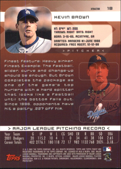 2002 Finest X-Fractors Protectors #18 Kevin Brown