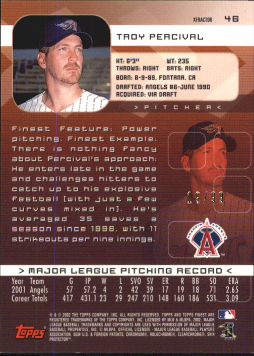 2002 Finest X-Fractors Protectors #46  Troy Percival