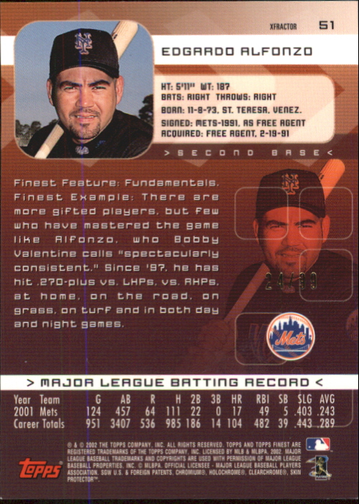 2002 Finest X-Fractors Protectors #51 Edgardo Alfonzo