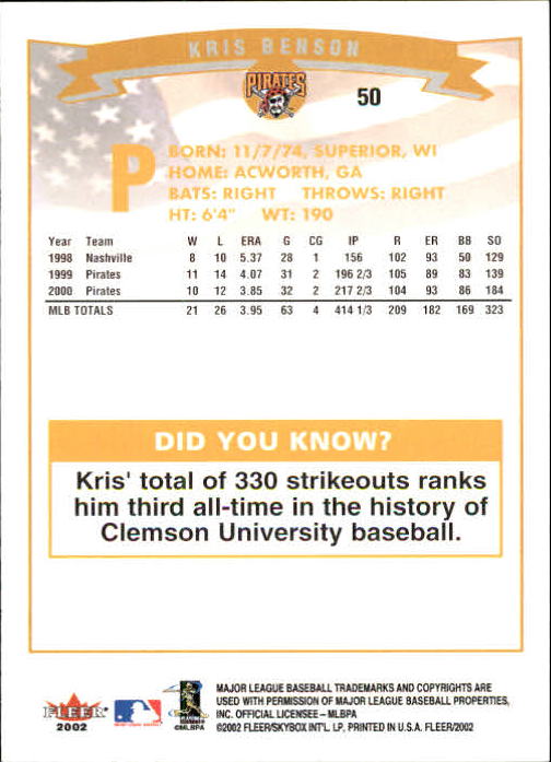 2002 Fleer - #172 Sidney Ponson