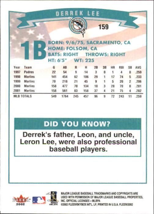 2002 Fleer Baseball "Main Set" Base Cards #1 to #250 - Picture 309 of 487