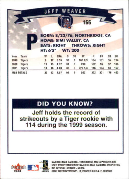 2002 Fleer Baseball "Main Set" Base Cards #1 to #250 - Picture 323 of 487
