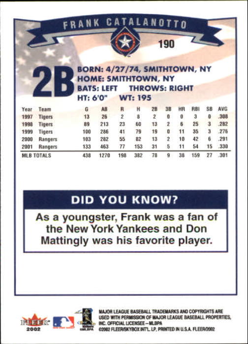 2002 Fleer Baseball "Main Set" Base Cards #1 to #250 - Picture 371 of 487