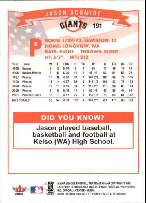 2002 Fleer Baseball "Main Set" Base Cards #1 to #250 - Picture 373 of 487