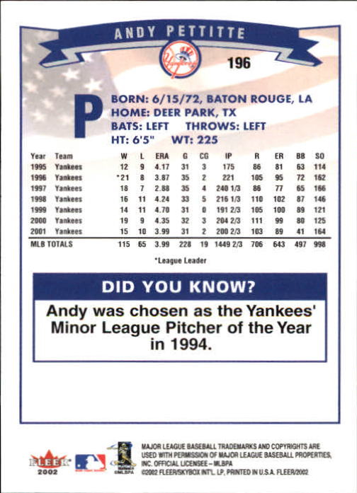 2002 Fleer Baseball "Main Set" Base Cards #1 to #250 - Picture 383 of 487