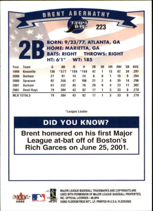 2002 Fleer Baseball "Main Set" Base Cards #1 to #250 - Picture 436 of 487