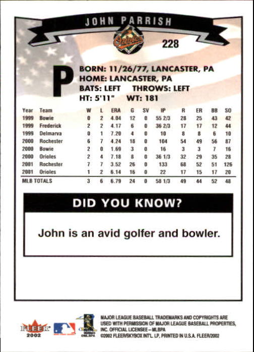 2002 Fleer Baseball "Main Set" Base Cards #1 to #250 - Picture 446 of 487