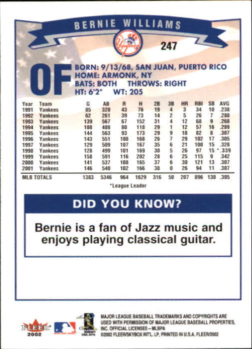 2002 Fleer Baseball "Main Set" Base Cards #1 to #250 - Picture 481 of 487