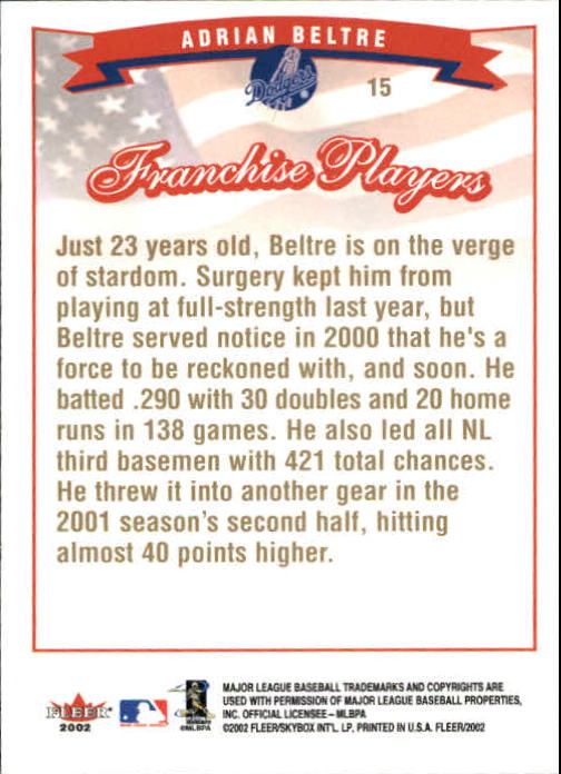 2002 Fleer Baseball "Gold Backs" Parallel Cards - Picture 21 of 398