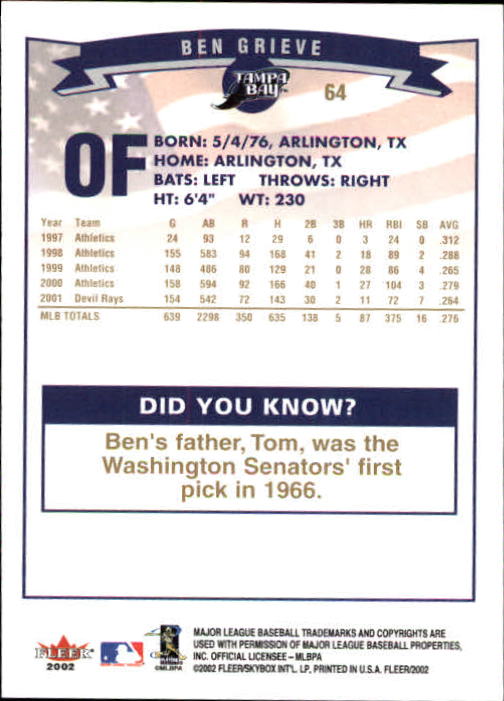 2002 Fleer Baseball "Gold Backs" Parallel Cards - Picture 51 of 398