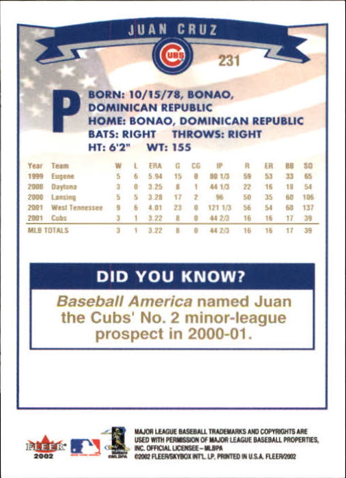 2002 Fleer Baseball "Gold Backs" Parallel Cards - Picture 189 of 398