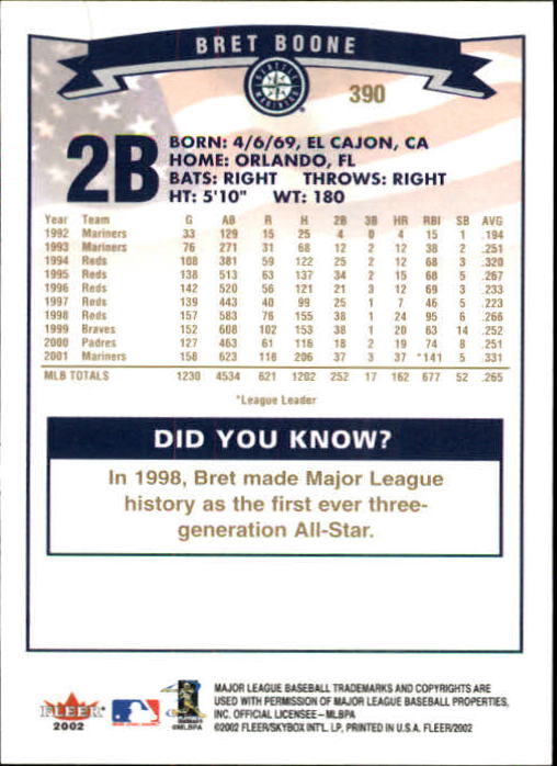 2002 Fleer Baseball "Gold Backs" Parallel Cards - Picture 309 of 398