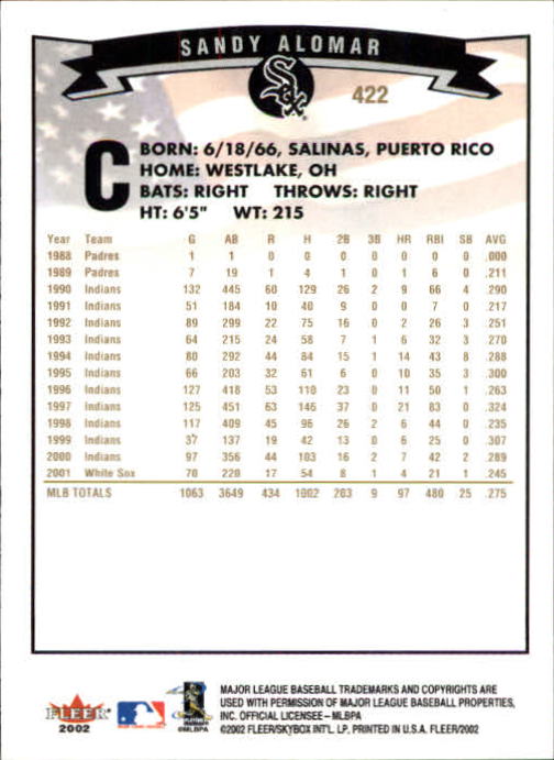 2002 Fleer Baseball "Gold Backs" Parallel Cards - Picture 331 of 398