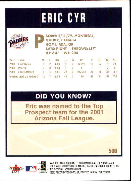 2002 Fleer Baseball "Gold Backs" Parallel Cards - Picture 372 of 398