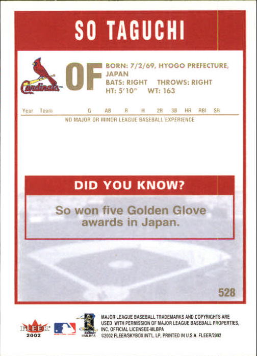 2002 Fleer Baseball "Gold Backs" Parallel Cards - Picture 394 of 398