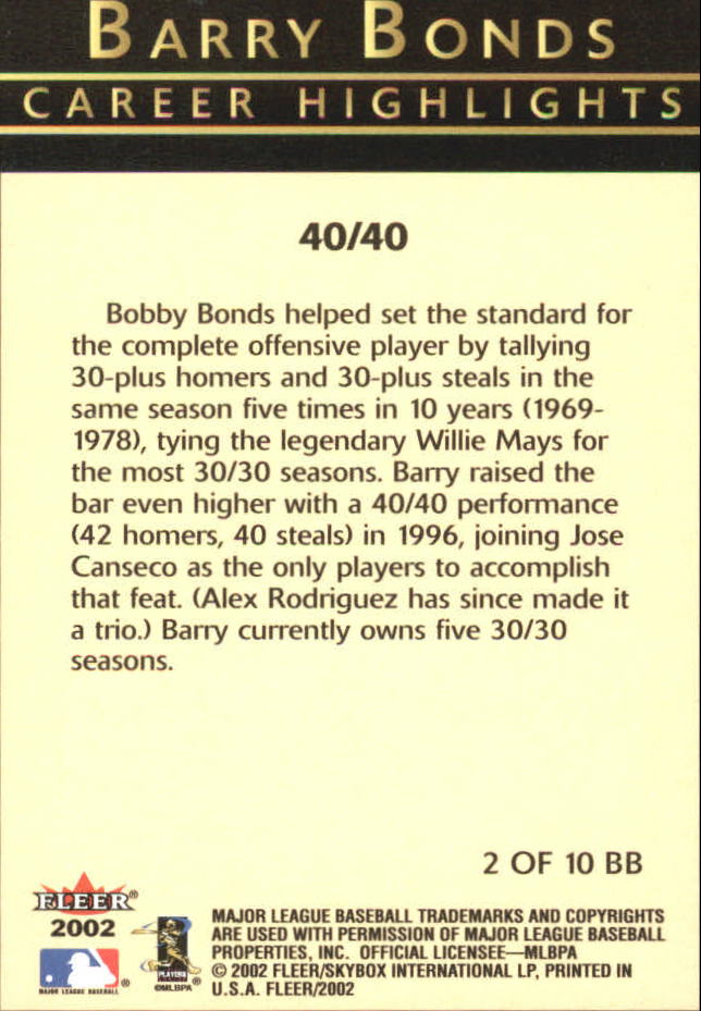 Barry Bonds Career Highlights 