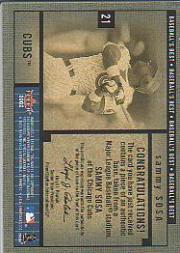 2002 Fleer Showcase Baseball's Best Memorabilia #18 Sammy Sosa Base back image