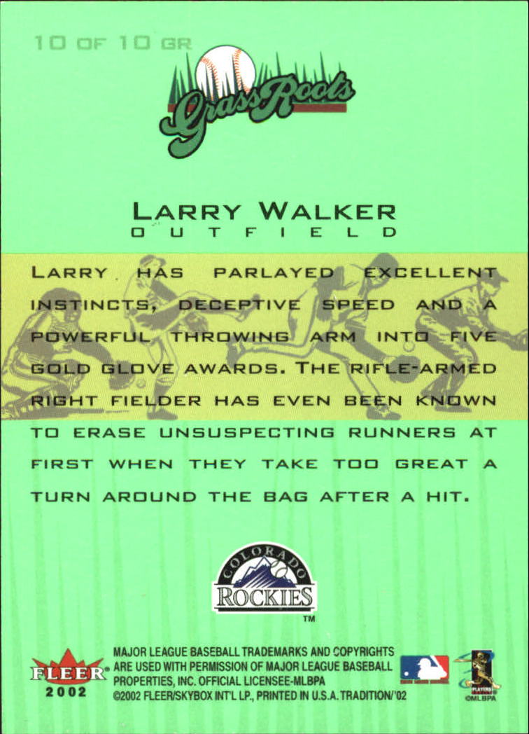 2002 Fleer Tradition Grass Roots #10 Larry Walker back image