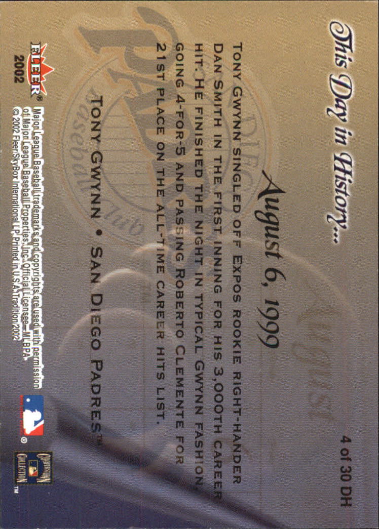 Fleer Tradition Baseball 2002 "Questo giorno nella storia" Inserto carte - Foto 3 di 18