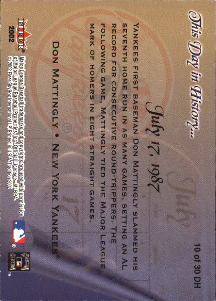 Fleer Tradition Baseball 2002 "Questo giorno nella storia" Inserto carte - Foto 9 di 18