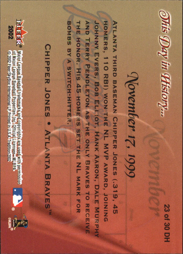 Fleer Tradition Baseball 2002 "Questo giorno nella storia" Inserto carte - Foto 14 di 18