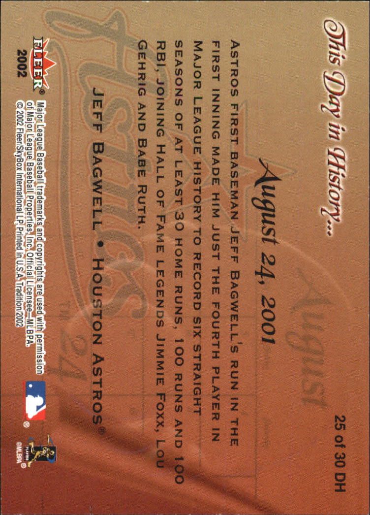 Fleer Tradition Baseball 2002 "Questo giorno nella storia" Inserto carte - Foto 16 di 18