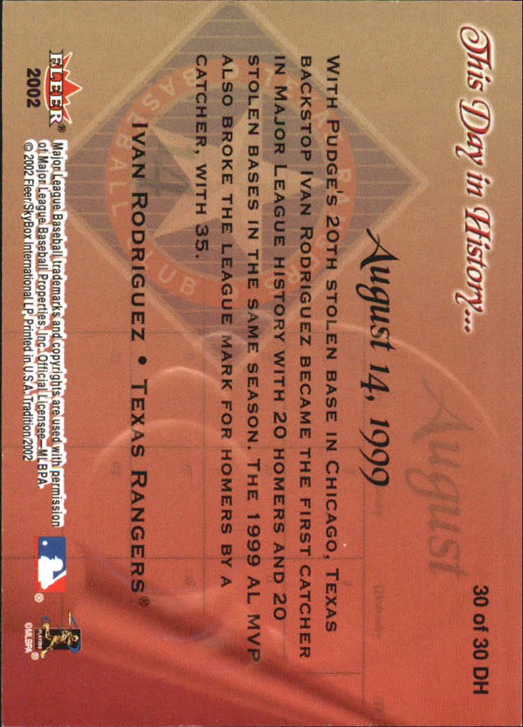 Fleer Tradition Baseball 2002 "Questo giorno nella storia" Inserto carte - Foto 18 di 18
