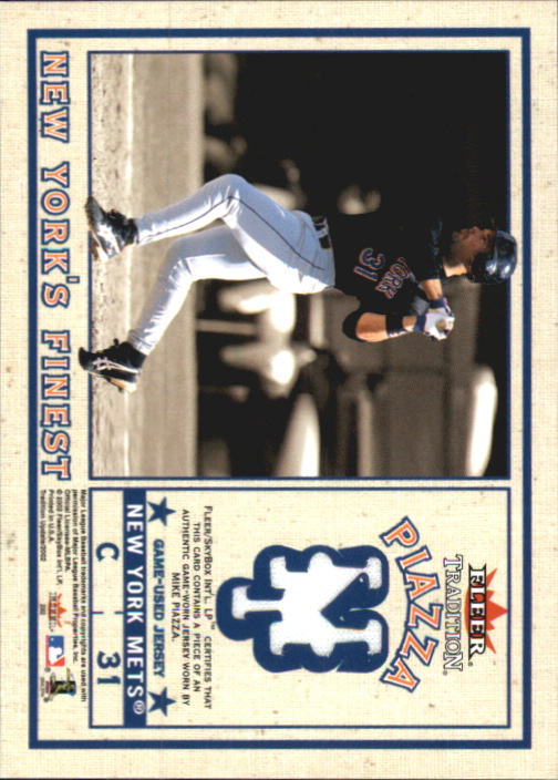 2002 Fleer Tradition Update New York's Finest Single Swatch #13 M.Piazza Jsy/Clemens