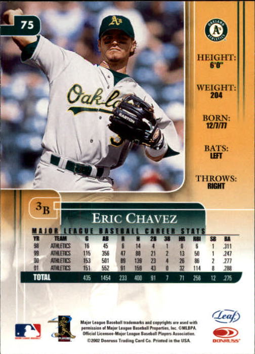 2002 Leaf Rookies and Stars #75 Eric Chavez back image