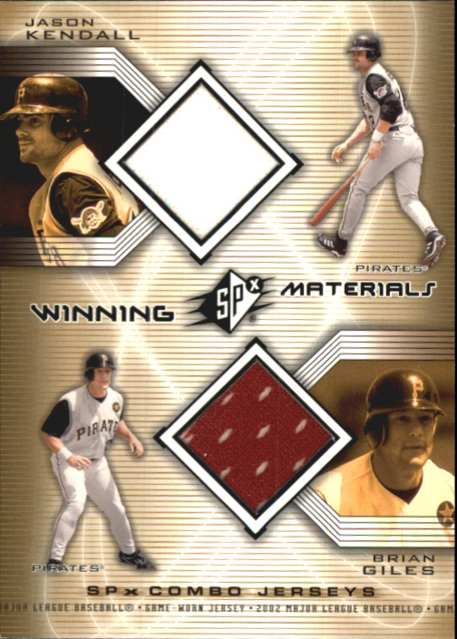 2002 SPx Winning Materials 2-Player Jersey Combos #WMKG Jason Kendall/Brian Giles